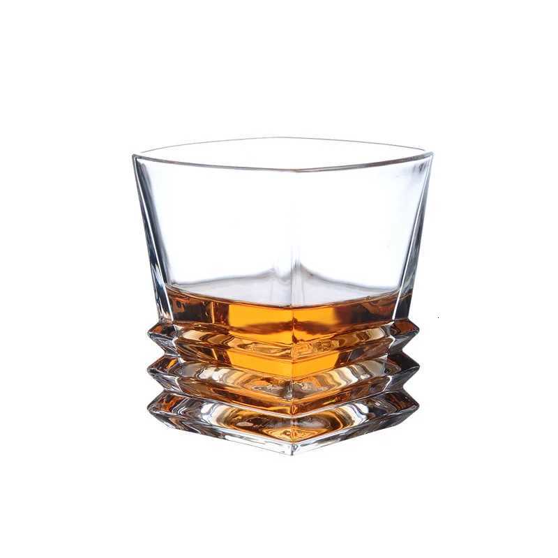 280ml Whiskey Glass Square Pagoda Shaped Wine Glass Drinkware Vintage Cup Drinking Bottle Bar Party Mugs Transparent Brandy Cup C251126