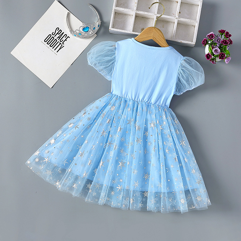 DISNEY Kids designer clothes Princess Skirt A-line Skirt Birthday Party Dress baby dress for summer short-sleeved thin cotton dress for children Froze