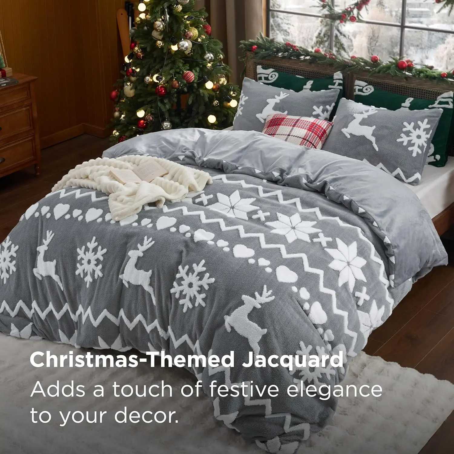 Christmas Fluffy Christmas Duvet Cover Set Ultra Soft Plush Shaggy Comforter Cover King Size Warm Flannel Fleece Bed Sets for Winter 3 Pie Y251126