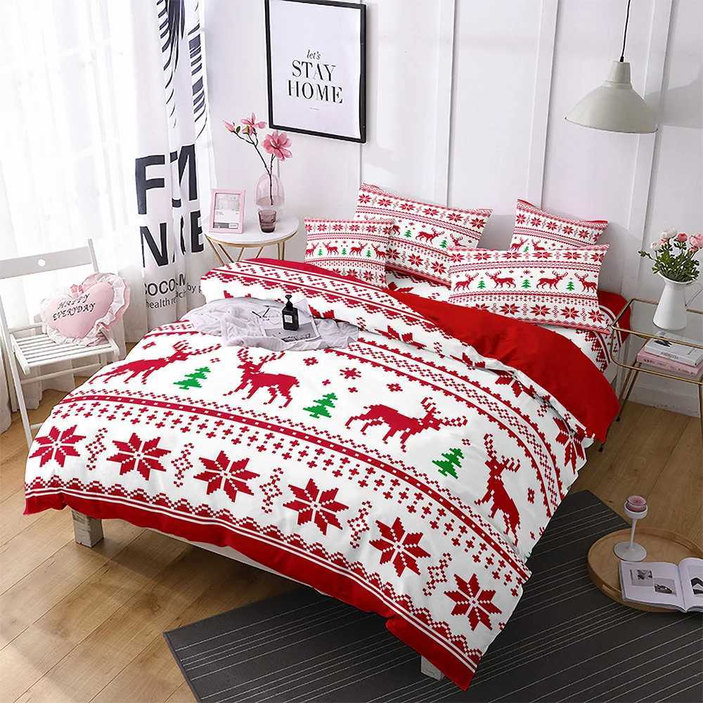 Christmas Red Christmas quilt cover three-piece polyester 3D digital bedding Y251126
