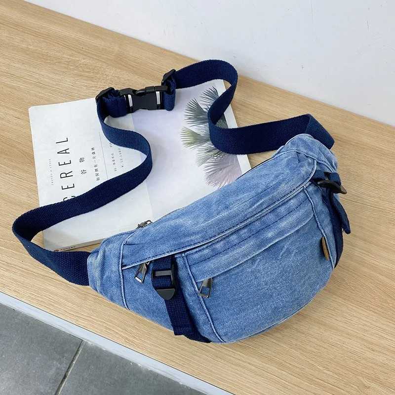 Fashion Solid Colour Denim Fabric Fanny Packs For Women 2025 Trendy Waist Bag Female Waist Pack Ladies Crossbody Chest BagT251126
