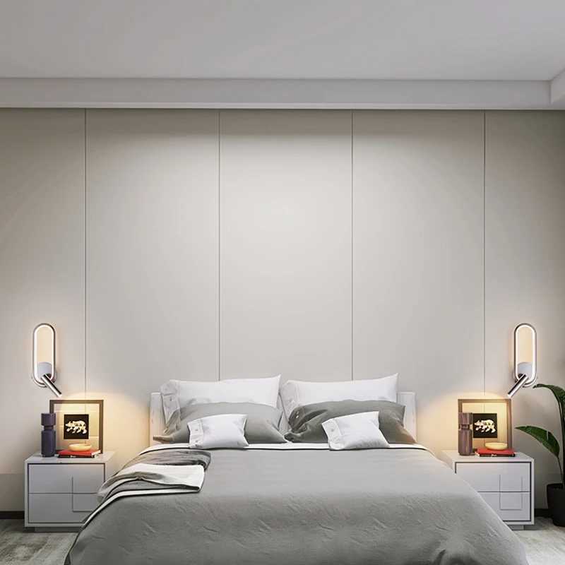 Wall Lamp with Spotlights 2023 New Minimalist Bedroom Bedside Reading Light Rotating Background Indoor Wall Light M251126