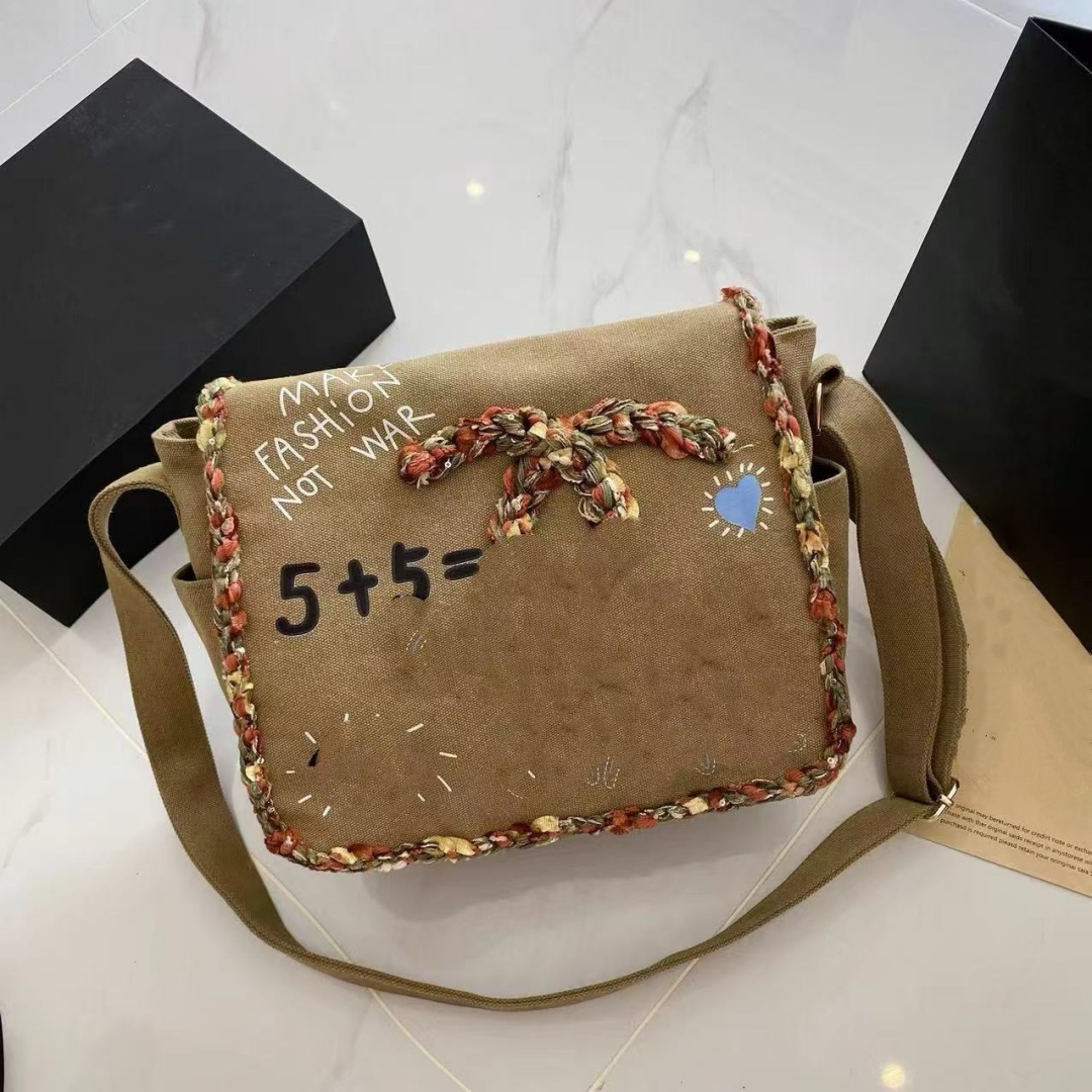 Hand-painted Pattern Letter Tote Canvas Bag designer Bag To Single Shoulder Tote Bag Handbags for Women Vintage Graffiti Weaving Luxury handbag