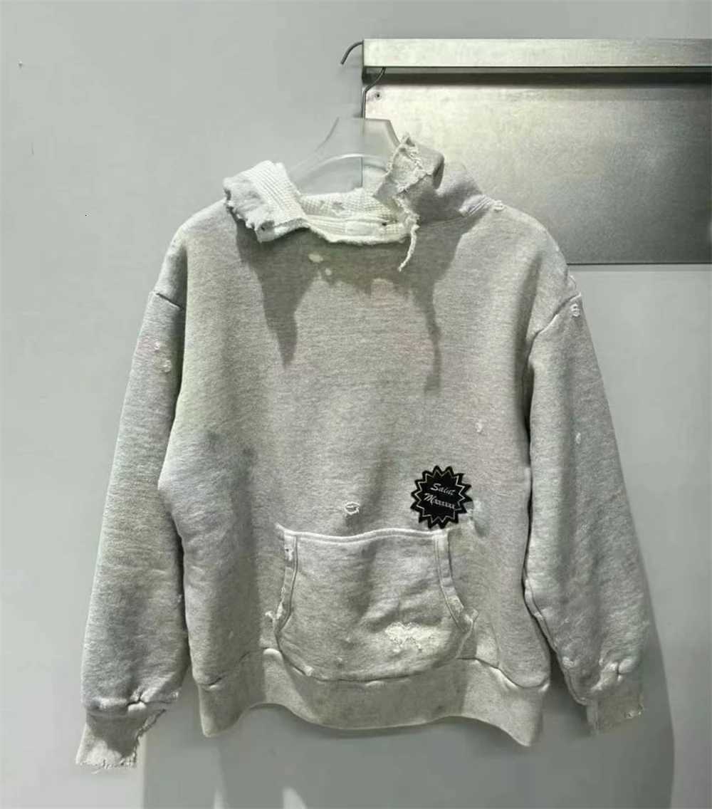 Fashion Hole Damaged Saint Broken hole distressed printed hooded sweatshirt Men Women High Quality Pullover Y251125