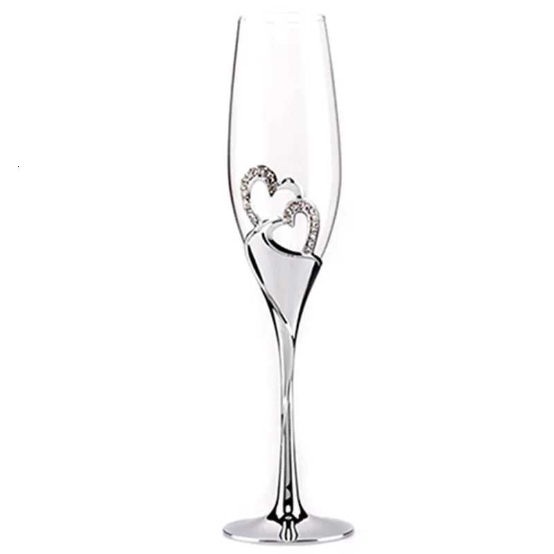 Crystal diamond heart-shaped champagne glass set goblet glass wedding gift pair wine glass red wine glass C251126