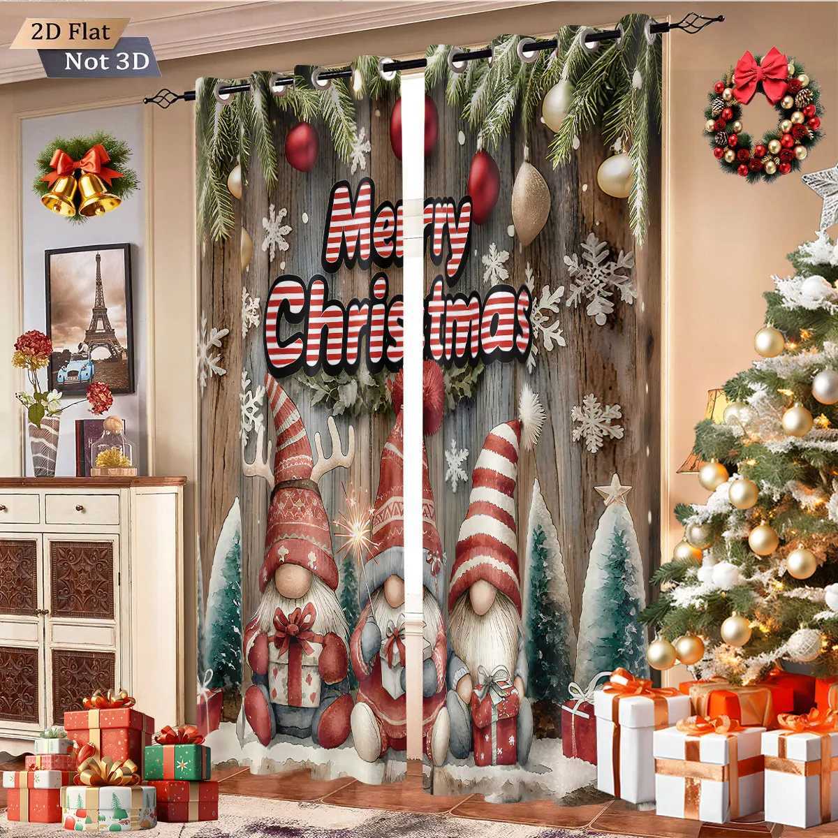 Curtain Christmas 2pcs Merry Christmas goblin print blackout curtains multi size living room insulation holiday decoration easy installation Y251126