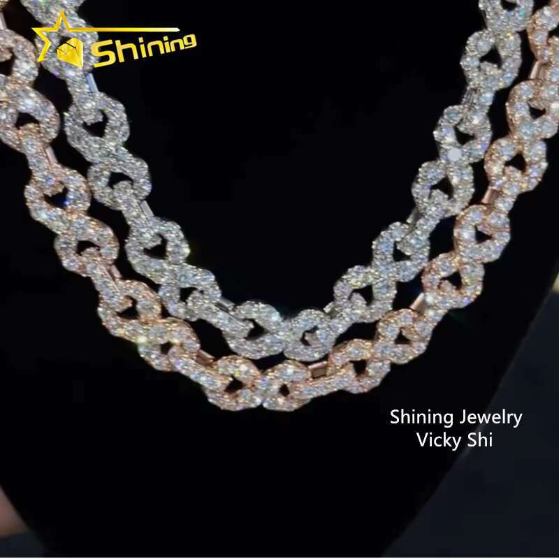Psaa Diamond Tester Hip Hop Iced Out 13MM Infinity Link 925 Silver VVS Moissanite Cuban Link Chain Necklace