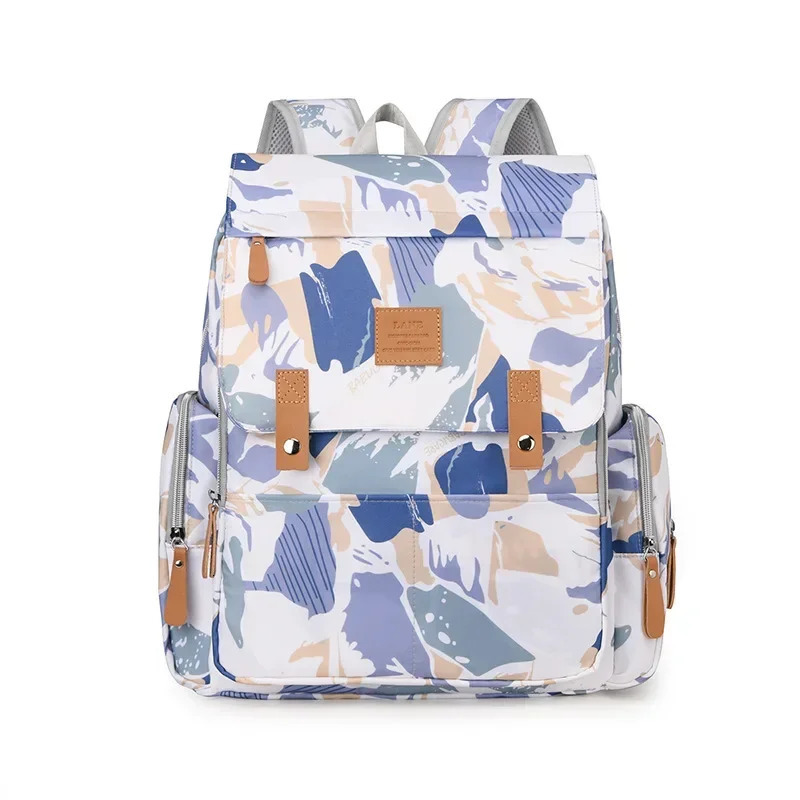 Mom bag nylon printing fashion multifunctional mom and baby walking travel large capacity urine 250414z