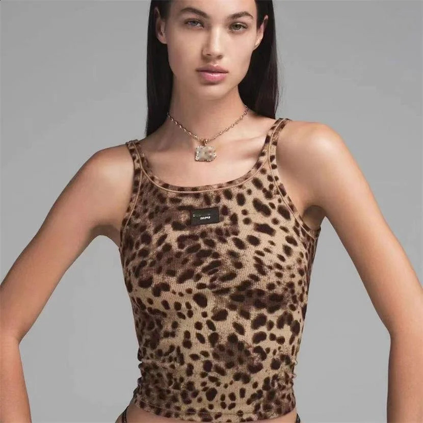 Womens Top Set Of Leopard Print Slim Fit Tank Top Shorts Simple Versatile Swimwear Sexy