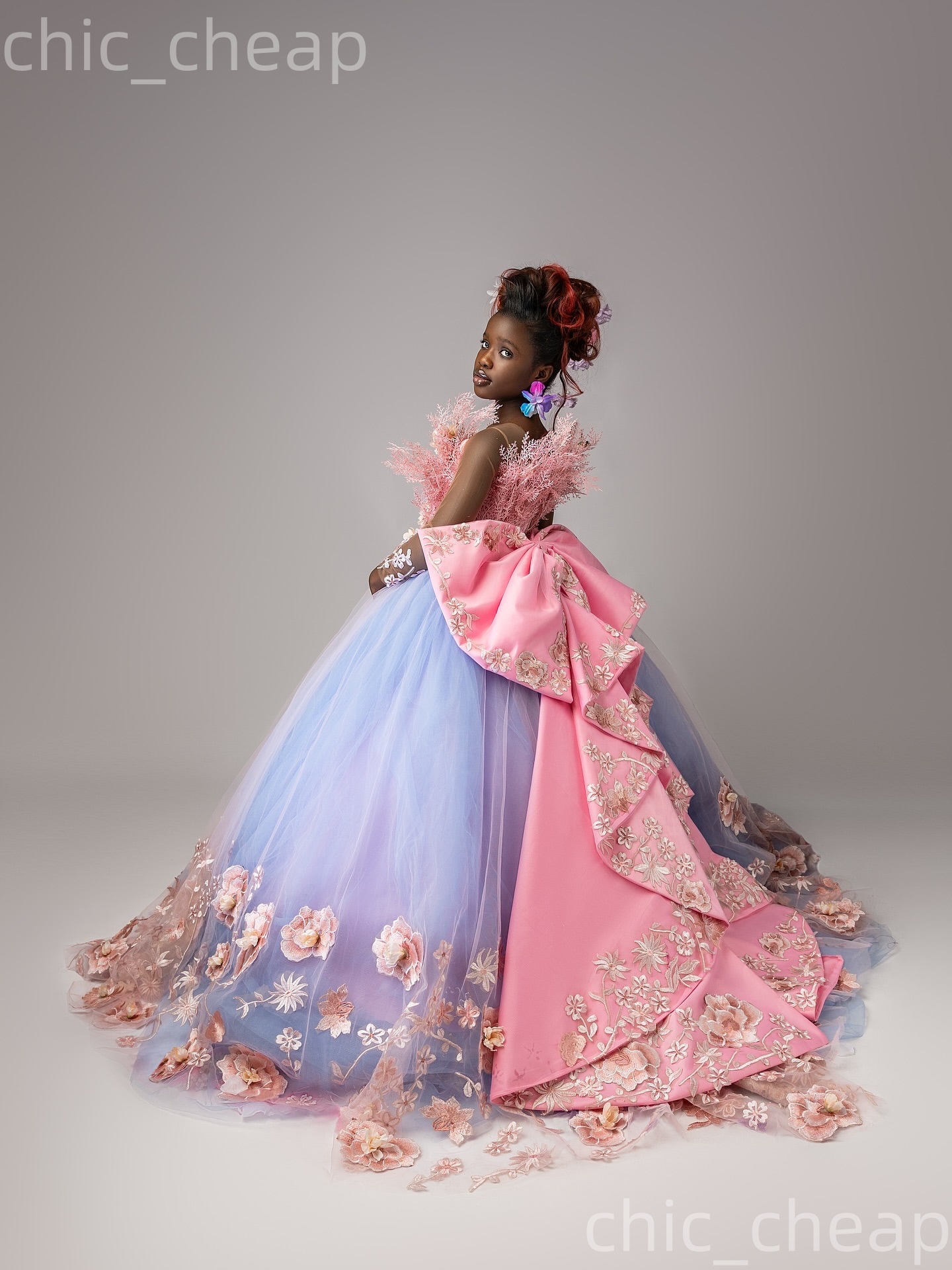 2026 Light Sky Blue Ball Gown Flower Girl Dresses Tulle Flowers Floral Lace Little Girl Christmas Peageant Birthday Christening Tutu Dress Gowns ZJ427