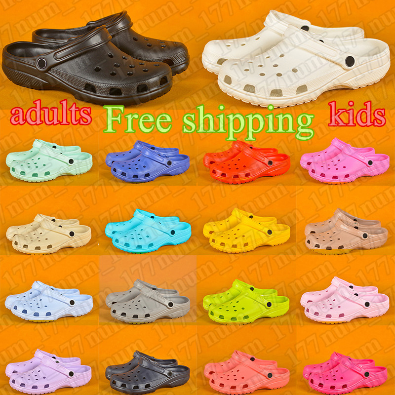 free shipping designer sandals comfort clog for men women kids breathable Slip-On water shoes slippers slider with adjustable heel strap black white slide