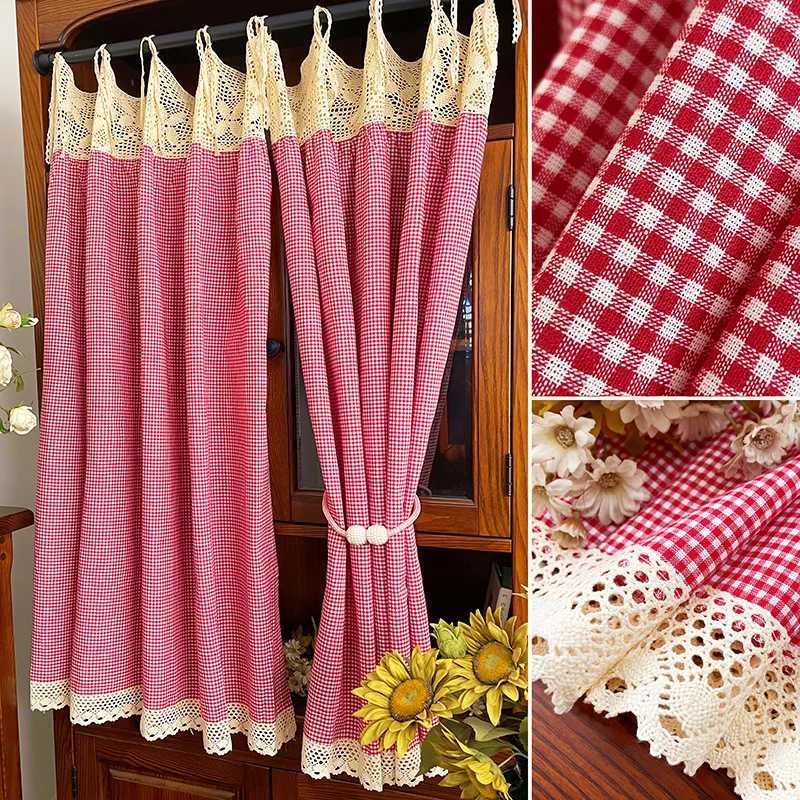 Christmas Christmas Buffalo Plaid Window Curtain Rod Pocket Semi Sheer Crochet Lace Curtains for Bedroom Living Room Farmhouse Decorations Y251126