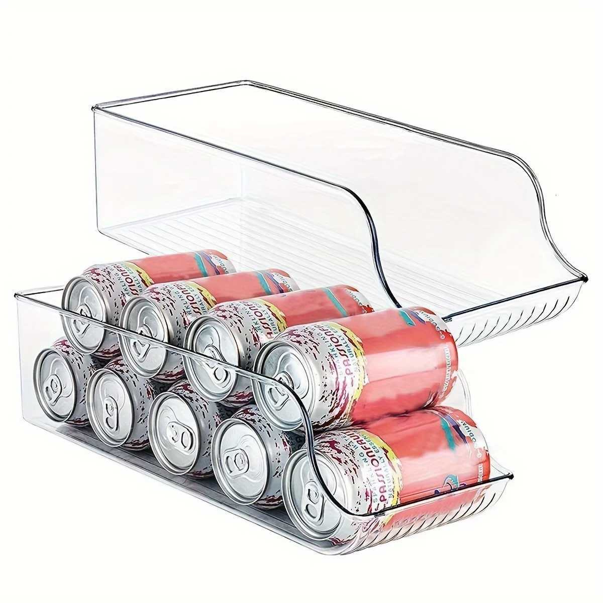 1/2 Pack Drink Dispenser Organizer for Refrigerator Clear Plastic Tall Skinny Soda Pop Cans Holder Container Storage Bin Y251126