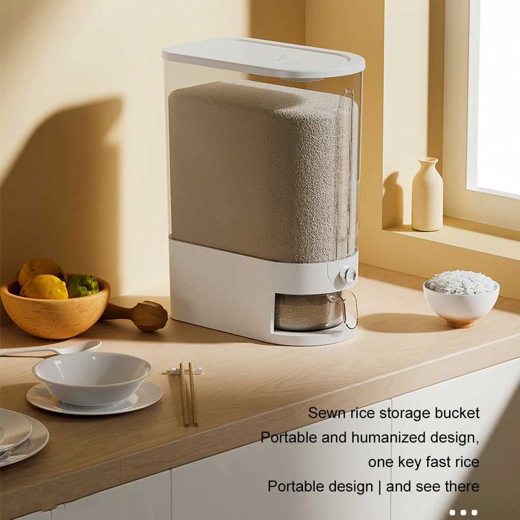 High-end Pressed Rice Bucket Insect-proof Moisture-proof Sealed Household Food-grade Rice Box Flour Storage Container 5kg Y251126