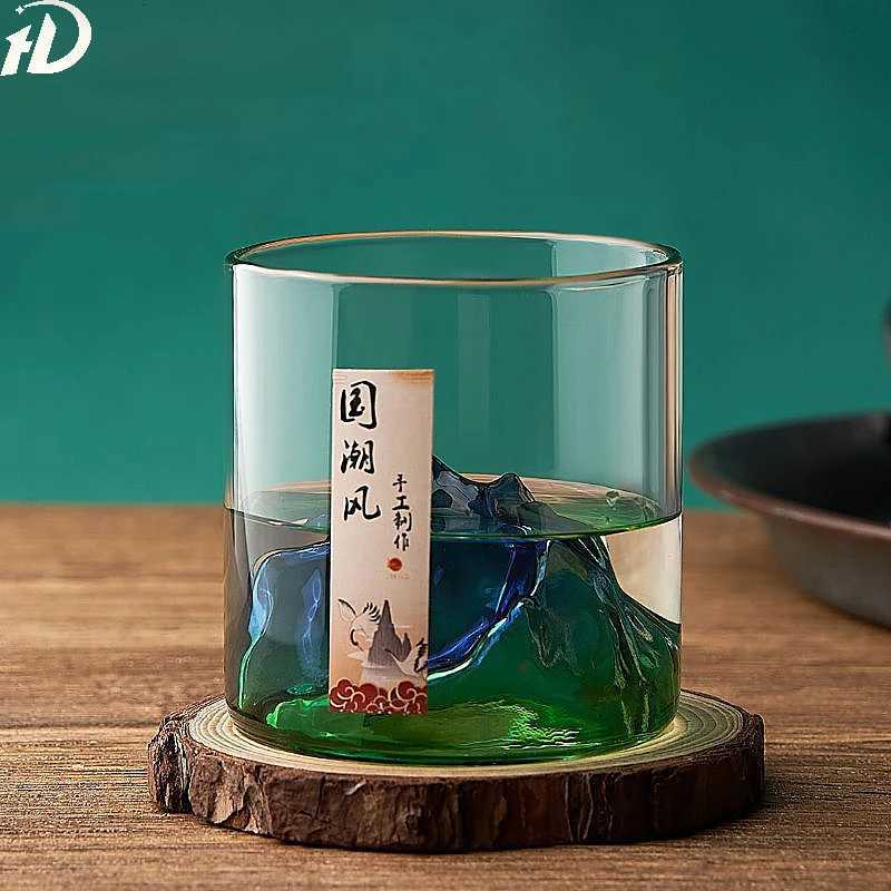Whisky glass Japanese 3D Mountain Water Glacier Mug Vodka Wine Cup Fuji Artwork Gift Bottle Hot Glass Drinkware C251126