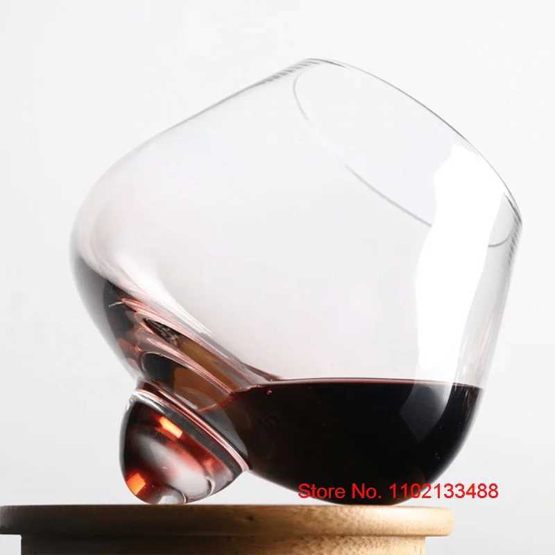2022 Shaking Cope Gyro Spinning Whiskey Glass Cone Base Declining Rocking Wine Cup Liquor Cognac Martell Crystal Whisky Tumbler C251126