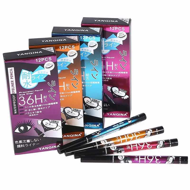 12 Pcs/Box Waterproof Liquid Eyeliner Black Brown Blue Purple Color Long-Lasting Eye Liner Pen Fast-Dry Matte Colorful MakeupT251126