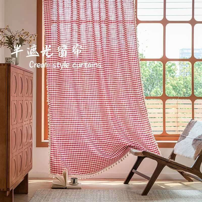 Curtain Christmas Buffalo Plaid Check Curtains Semi-Blackout Red and White Buffalo Checkered Window Drapes for Farmhouse Bedroom Living Room Y251126