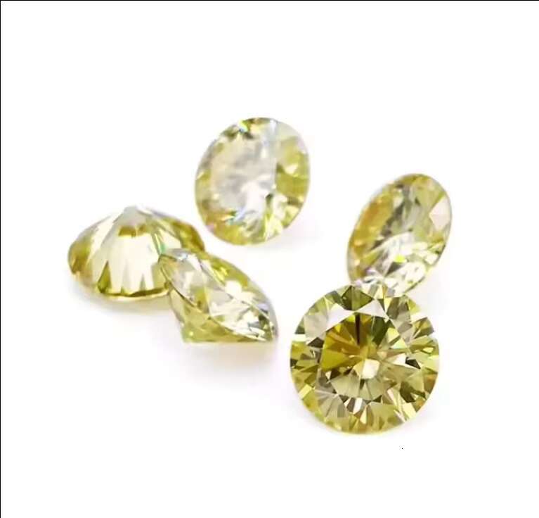 Wholesale Price Loose Diamonds 4mm - 9mm VVS1 Clarity Yellow Round Brilliant Cut Moissanite Rough Diamonds