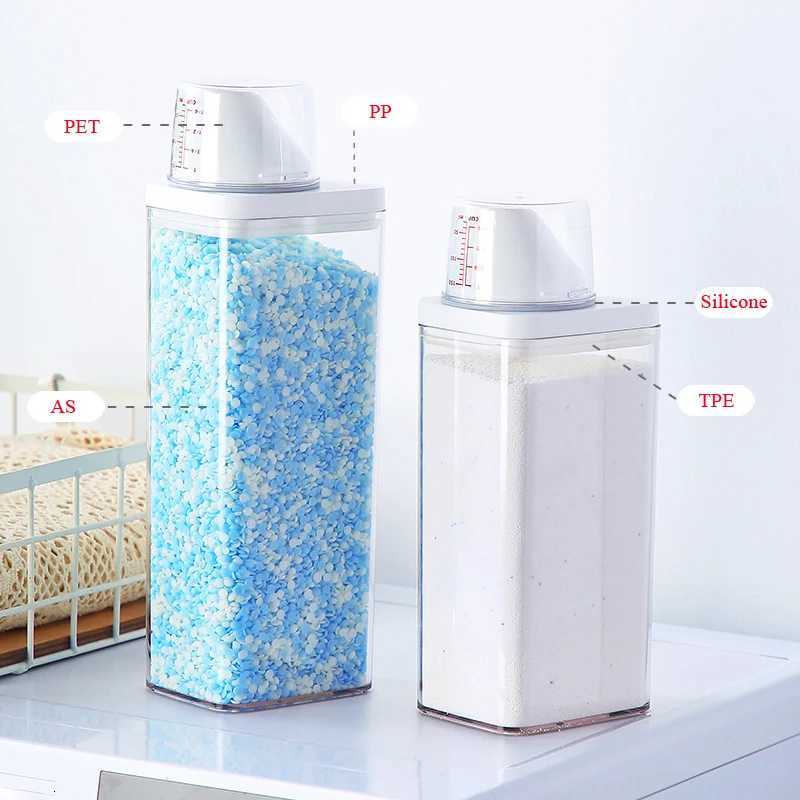 Laundry Detergent Powder Container With Measuring Cup Washing Up Powder Dispenser Food Storage Jar Airtight Storage Bottle Y251126
