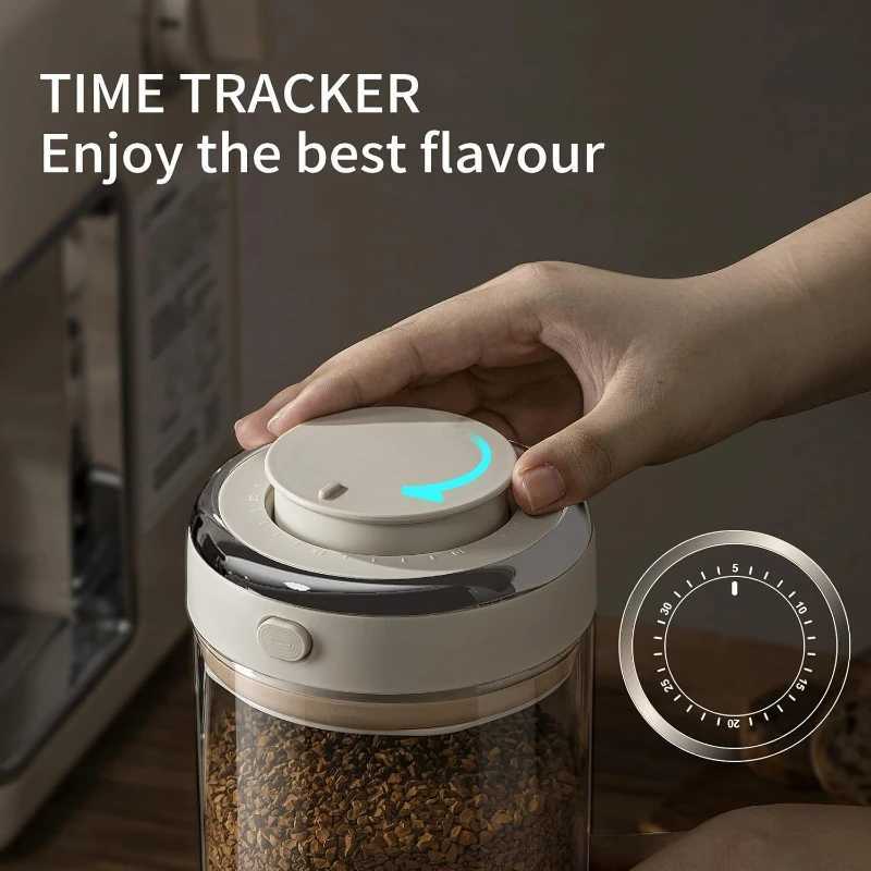 Coffee Canister Premium Glass - Airtight Coffee Container with One-Way CO2 Valve and Freshness Tracker for Coffee Bean Storage Y251126
