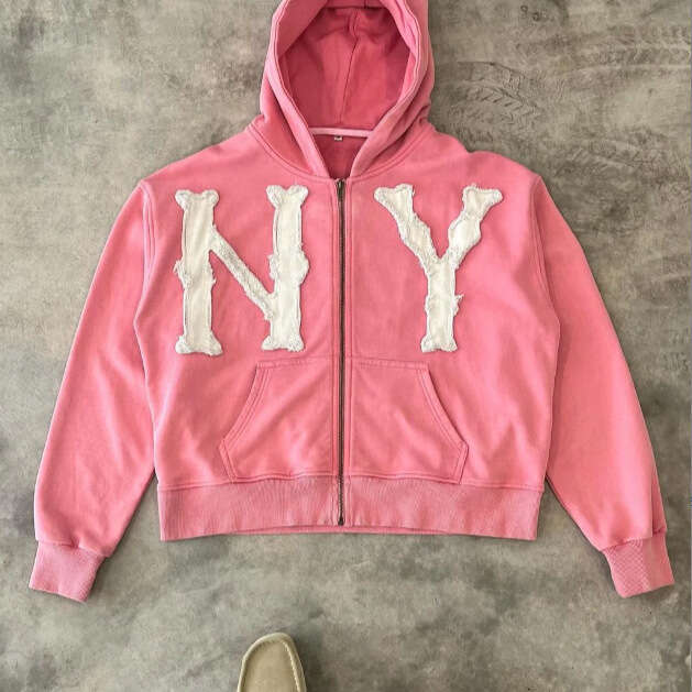 European American Spring/Summer Wholesale Embroidered Hooded Cardigan Full Chain Loose Men's Women's Trendy Brand Hoodie Jacket 2025 New Sty