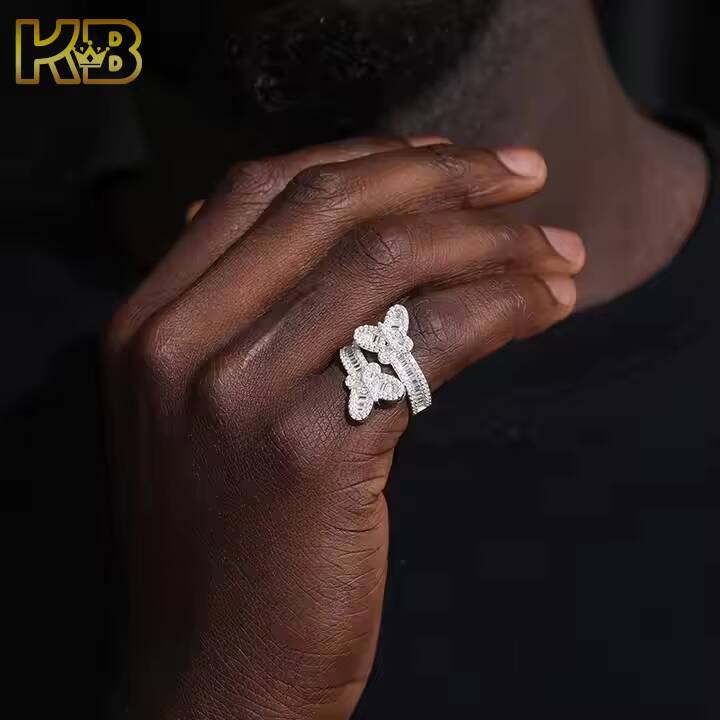 VVS Moissanite Iced Out Hamsa Hand Ring 925 Sterling Silver Mens Hip Hop Jewelry Diamond Certified Fashion Gift