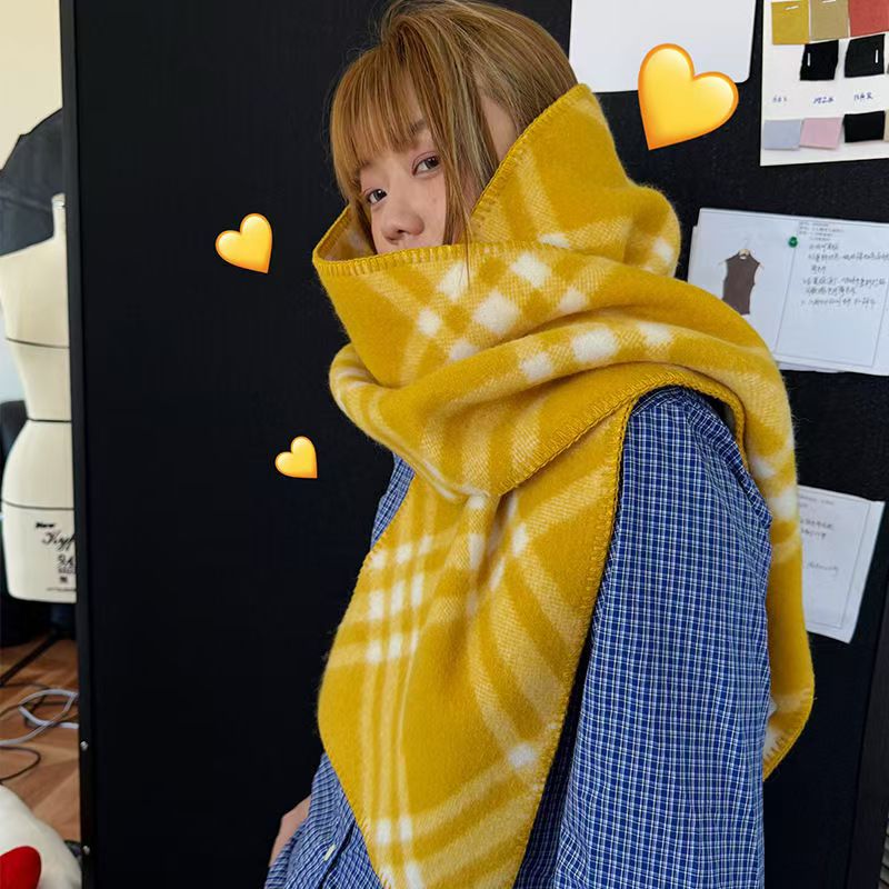 T564 plaid scarf women's autumn and winter new Korean style atmosphere warm plaid neck scarf