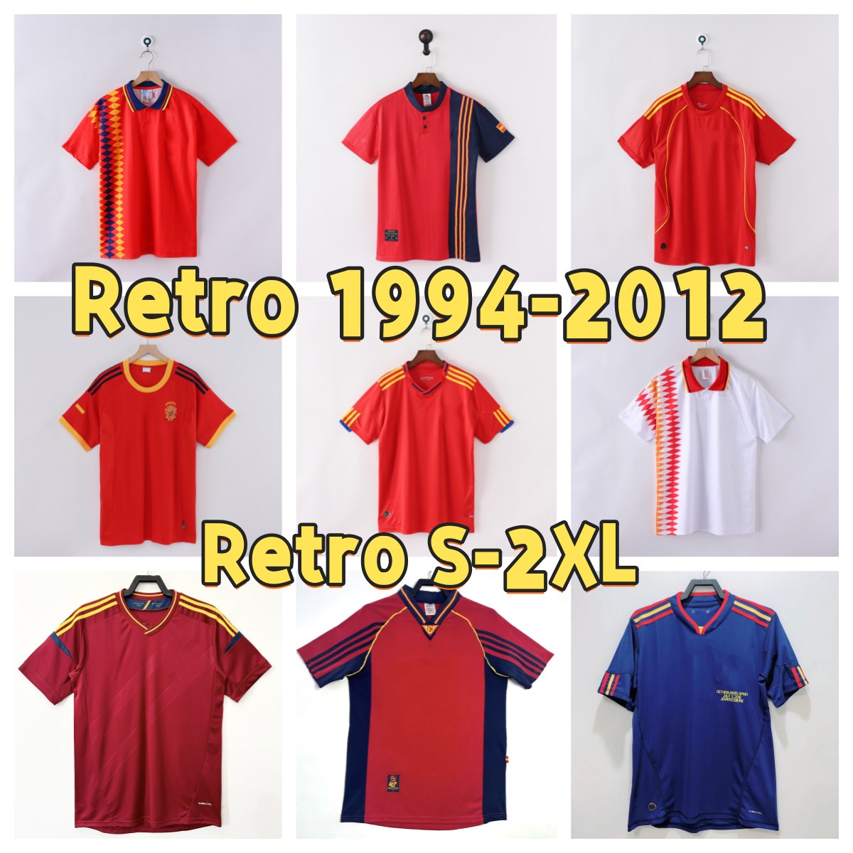 Camiseta de futbol Spain Retro soccer jerseys Espana 1994 1996 2002 2008 2010 2012 football shirt vintage DAVID VILLA HIERRO TORRES FABREGAS Espagne 94 96 02 08 10 12 18