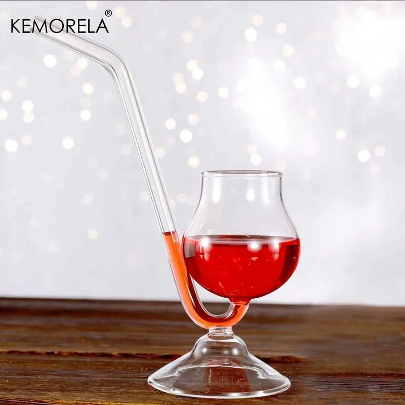 KEMORELA Pipe Type Whiskey Glass Vampire Wine Glass Material Suitable for Red Wine Glass Wine Whiskey Home Bar Party Club C251126