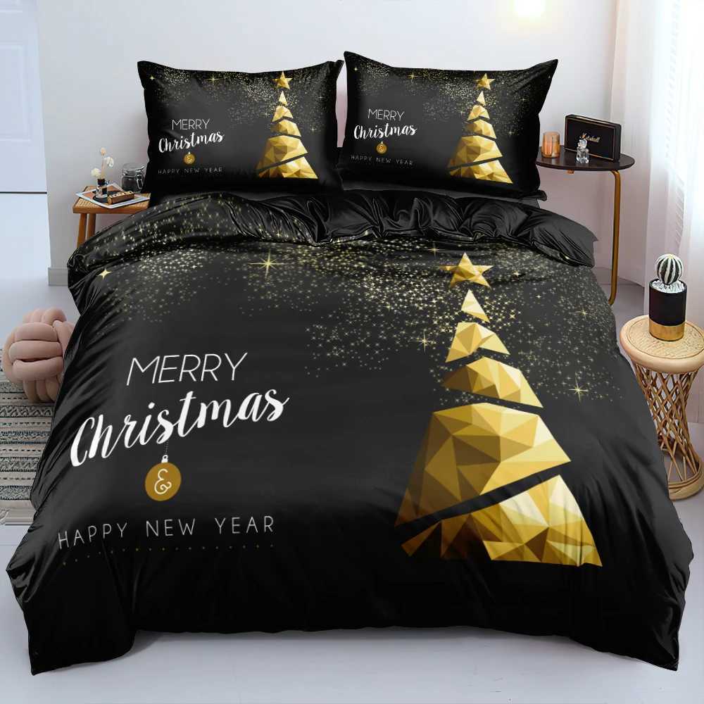 Christmas 3D Merry Christmas White Bedding Sets XMAS Duvet/Quilt Cover Set Polyester Comforter Cover King Queen Full Twin Red Bow Beige Y251126