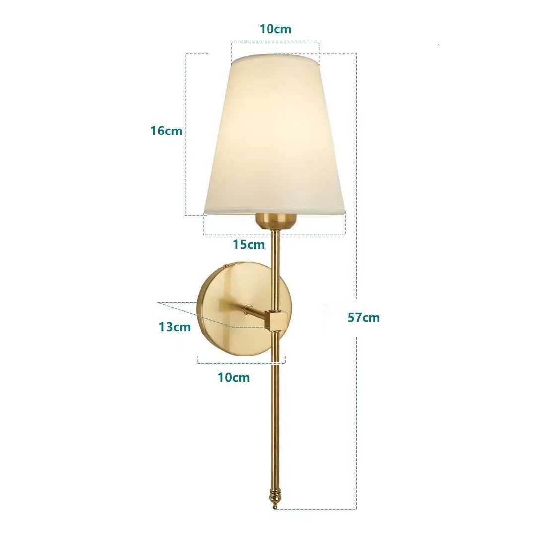 American Industrial Style Wall Lamp Fabric Lampshade Bedroom Bedside Sconces Retro Bathroom Night Light Fixture Home Decoration M251126