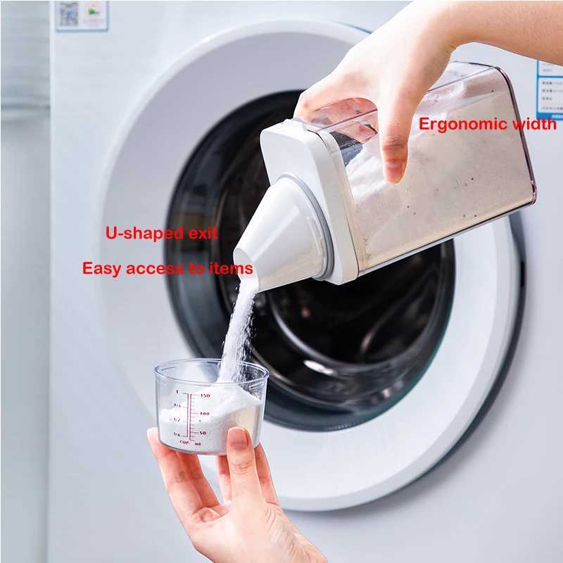 Laundry Detergent Powder Container With Measuring Cup Washing Up Powder Dispenser Food Storage Jar Airtight Storage Bottle Y251126