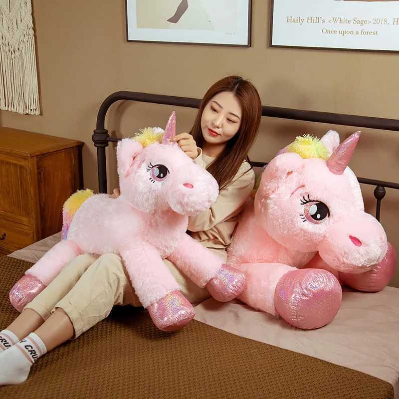 New Arrival Large Unicorn Plush Toys Cute Pink Rainbow Horse Soft Doll Stuffed Animal Big Toys For Girlfriend Birthday GiftT251126