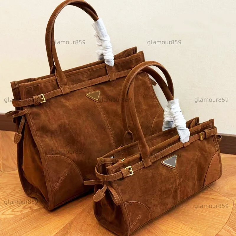 Suede Brown Shoulder Bag Womens Designer Totes Soft Lux Leather Handbag Casual Mens New Tote