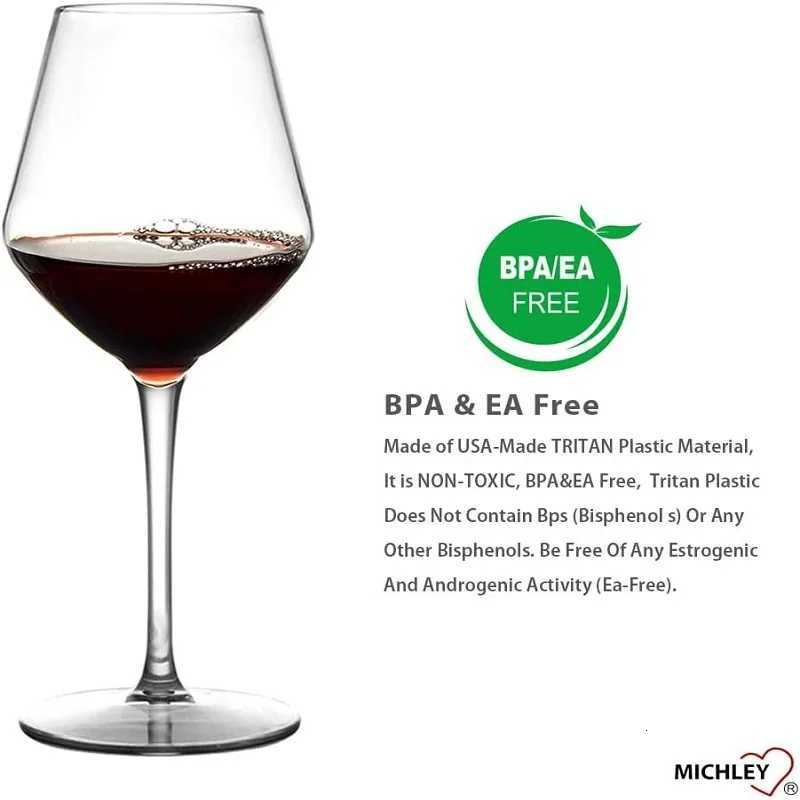 MICHLEY 2/4/6PCS Unbreakable Tritan Plastic Wine Glass Picnic Set Reusable Luxury For Party Barware Outdoor Dishwasher C251126