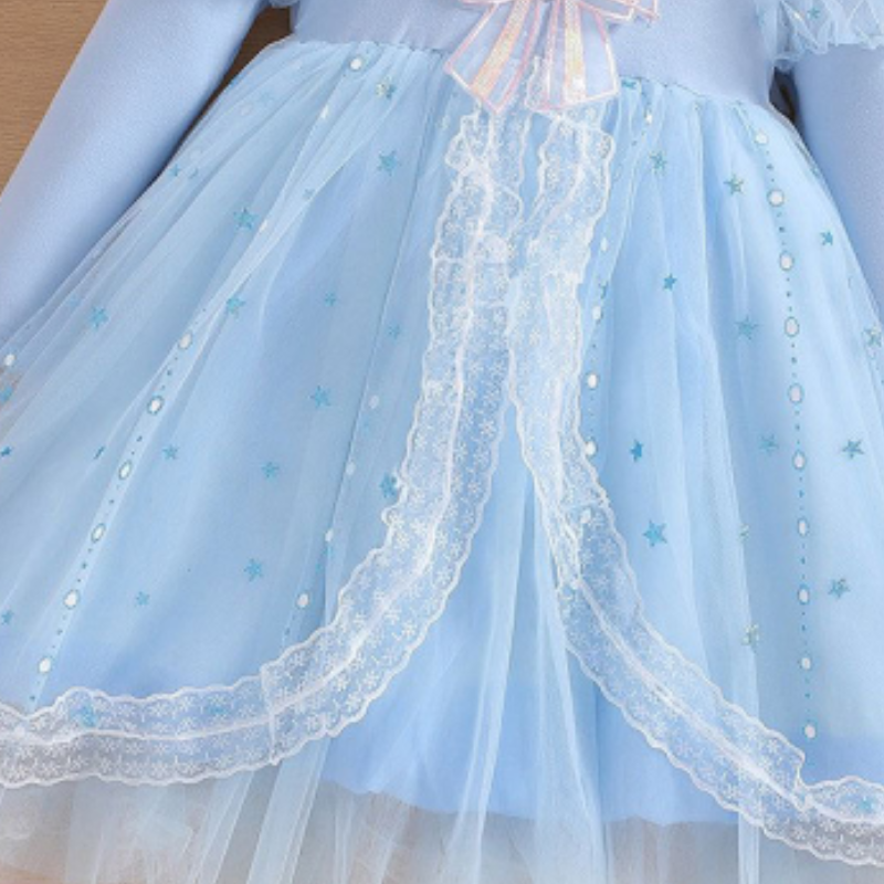 DISNEY toddler kids designer clothes girls designer clothes Frozen Elsa princess Autumn girls' dress with long sleeves and net puffy skirt.
