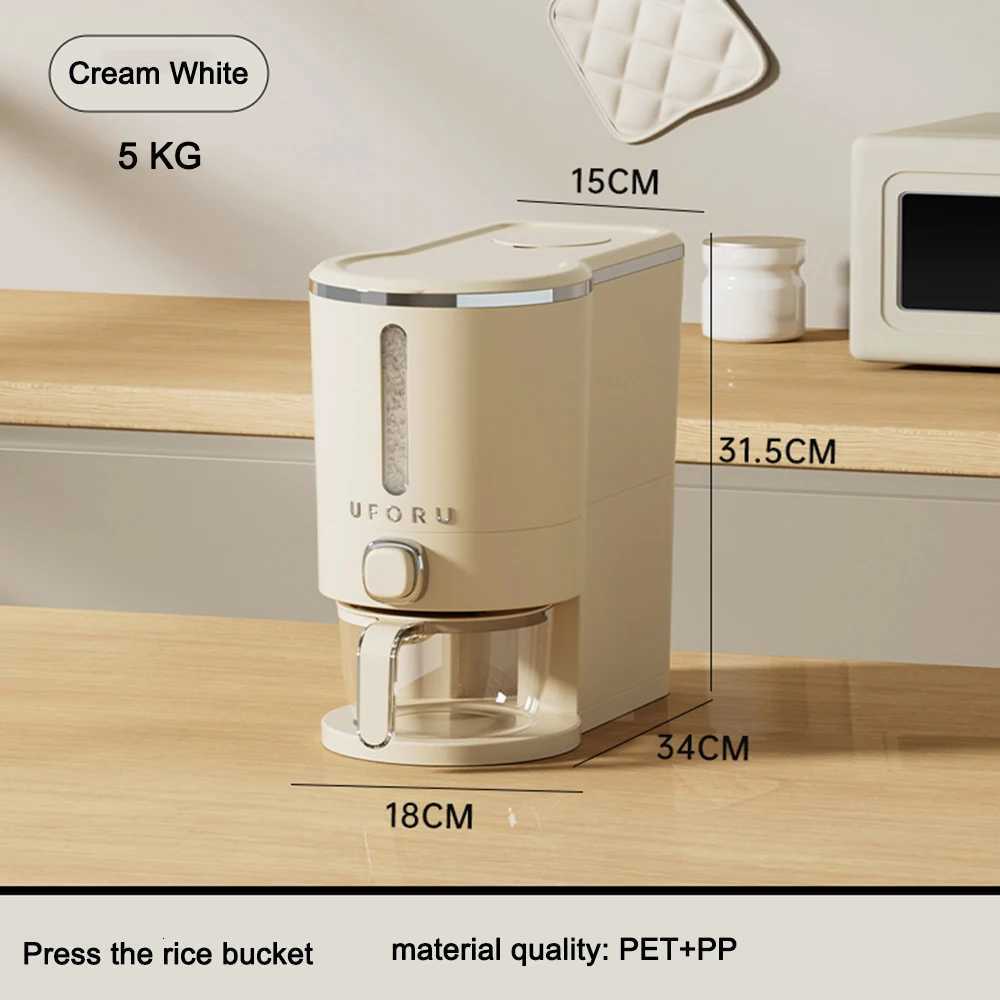 Sealed Rice Bucket Sealed Moisture Proof Rice Dispenser With Cup Grain Powder Boxes Storage Food Cereal Container Y251126