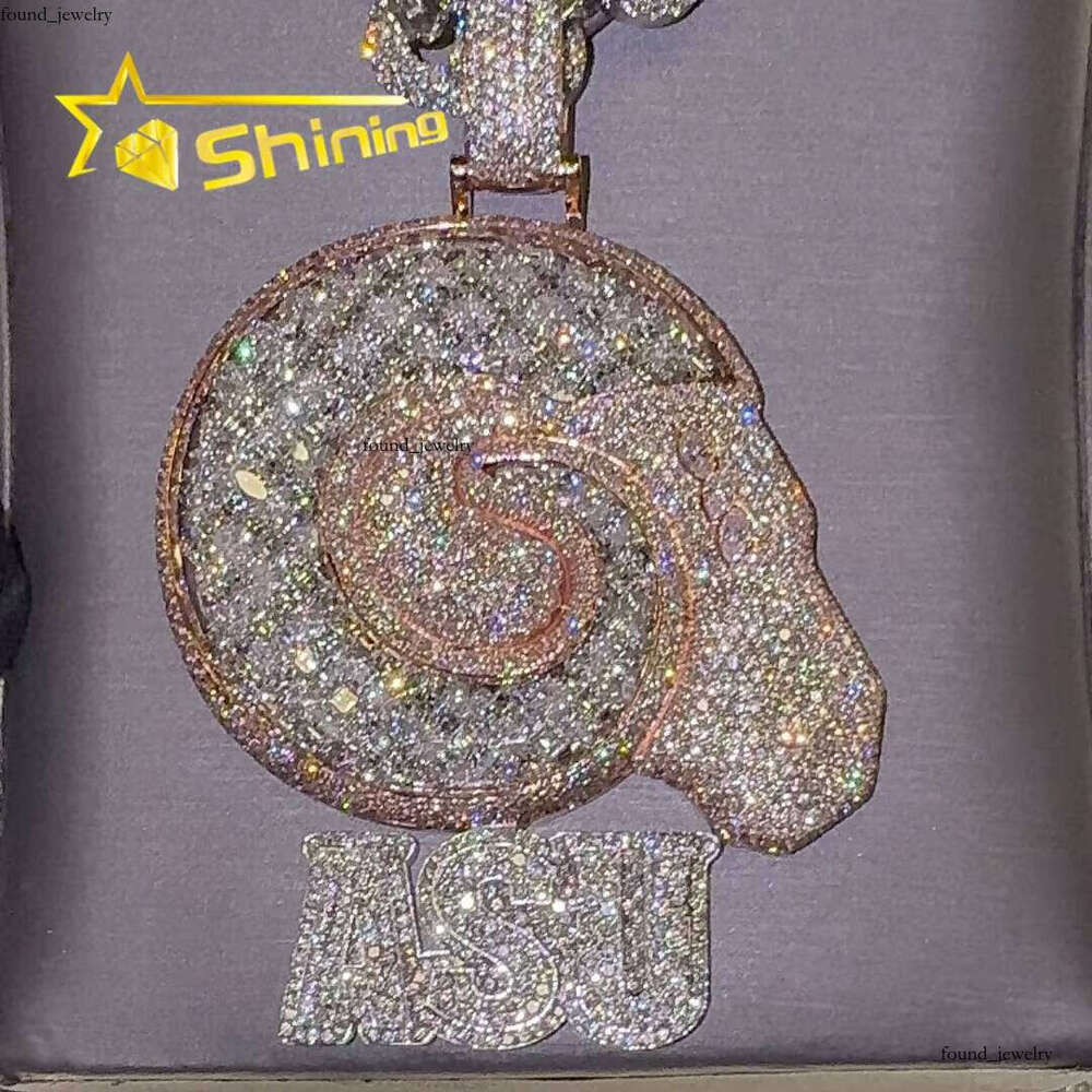 Ice out VVS Moissanite Hip-Hop Accessories Men's Pure Sier Gold-Plated Letter Silicone Stone Iced Pendant