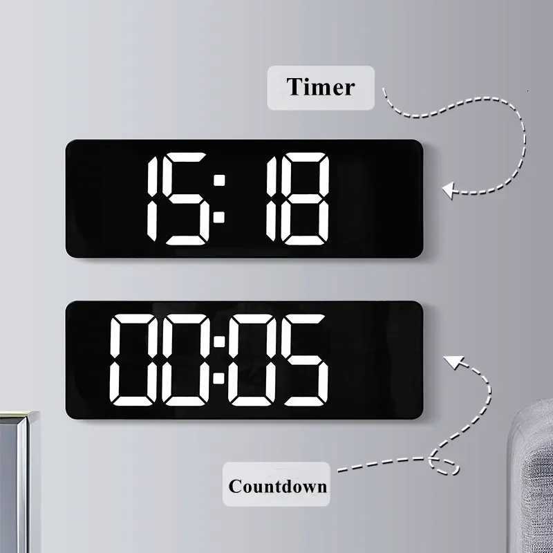 16-inch large-screen digital wall clock temperature date week display remote control double alarm clock 12/24H LED wall clock C251126