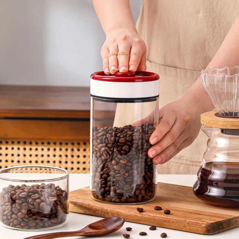 Press Type Coffee Bean Vacuum Sealed Can Can Be Evacuated Glass Can Tea Preservation Durable Storage Can Storage Bottle Y251126