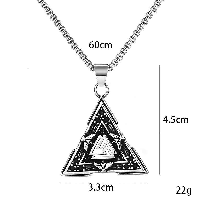 Viking Triangle Rune Titanium Pendant Style Men's Fashion Stainless Steel Necklace Jewelry