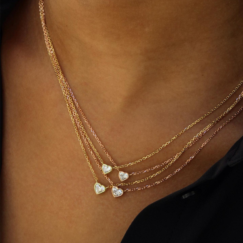 2025 Choucong Ins Top Sell Heart Pendant Simple Fashion Jewelry 10KT White Gold Fill Water Drop 5A Cubic Zircon CZ Diamond Women Wedding Clavicle Neck