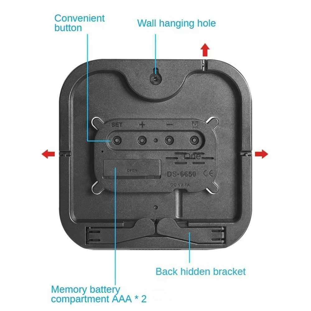 Digital Wall Clock with Remote Control LED Alarm Clock Temperature Date Week Display Electronic Table Clock 12 H 24H C251126