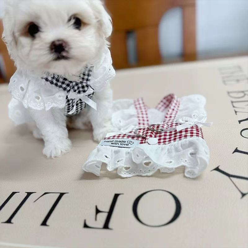 T00067Pet Teddy Schnauzer Pomeranian Teddy Dog Clothes Autumn and Winter Clothes Denim Vest Leash
