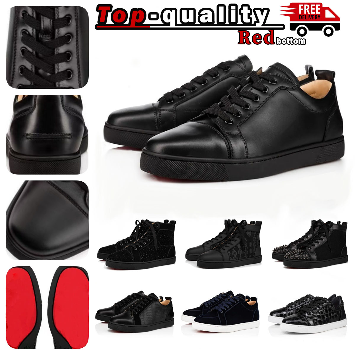 Designer bottomshoesmen Shoes Men Casual Shoes Bottoms Sneakers Glitter Grey Rivets Leather Suede Women Fashion Spikes Luxury classic Office okk