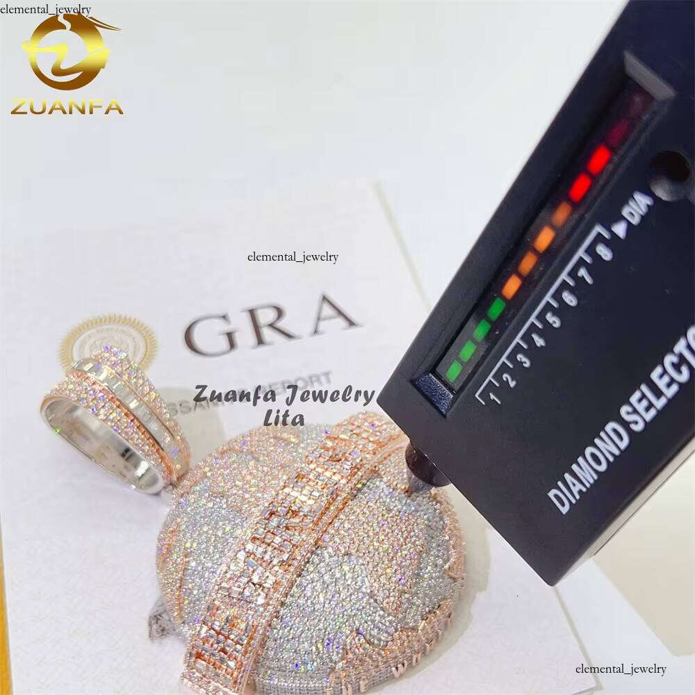 Sterling Sier Two-tone 3D Earth Hip-hop Iced Out VVS Moissanite Men Pendant