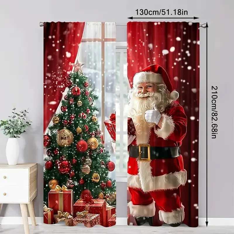 Curtain Christmas Santa Claus Christmas Tree - Pole bag curtains bedroom and living room decoration home decoration Christmas decoration Y251126