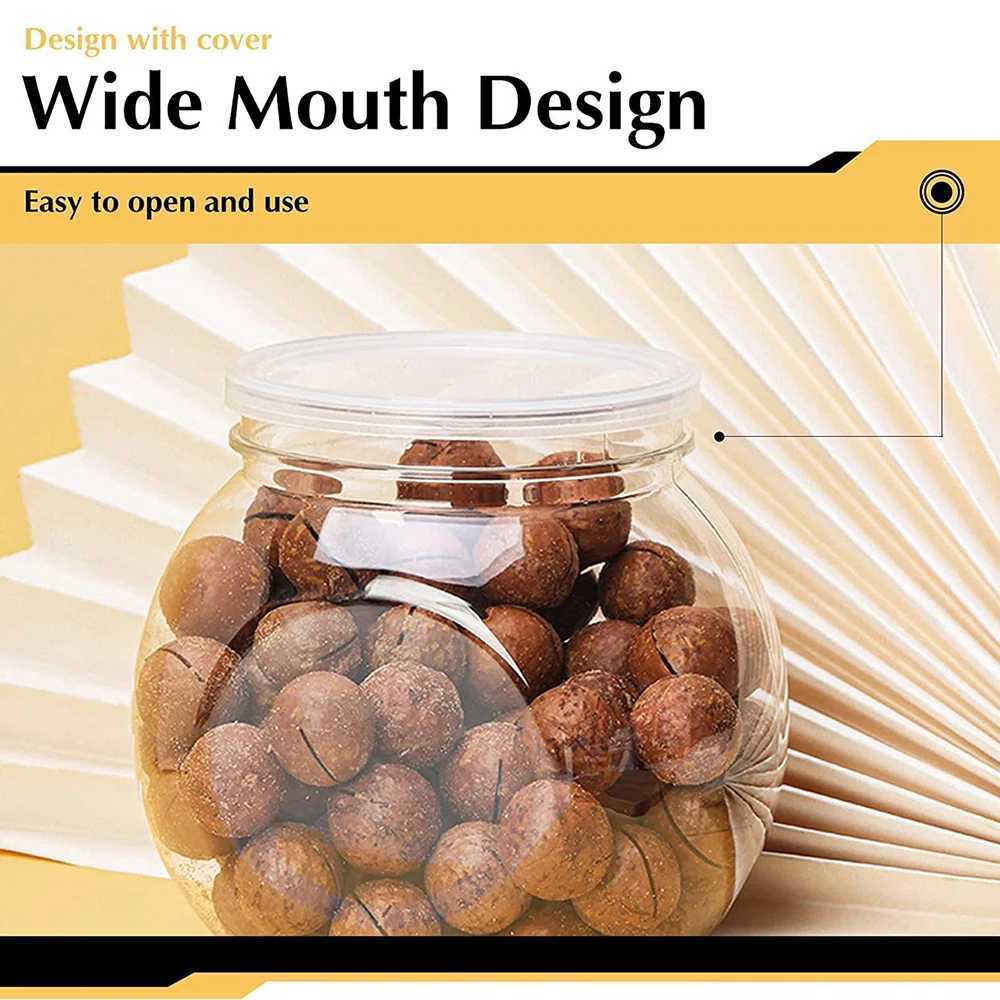 1Pc Candy Jar with Lid Plastic Clear Cookie Storage Container Wide Mouth Canister for Candy Snacks Cereal Jelly Dry Food Y251126