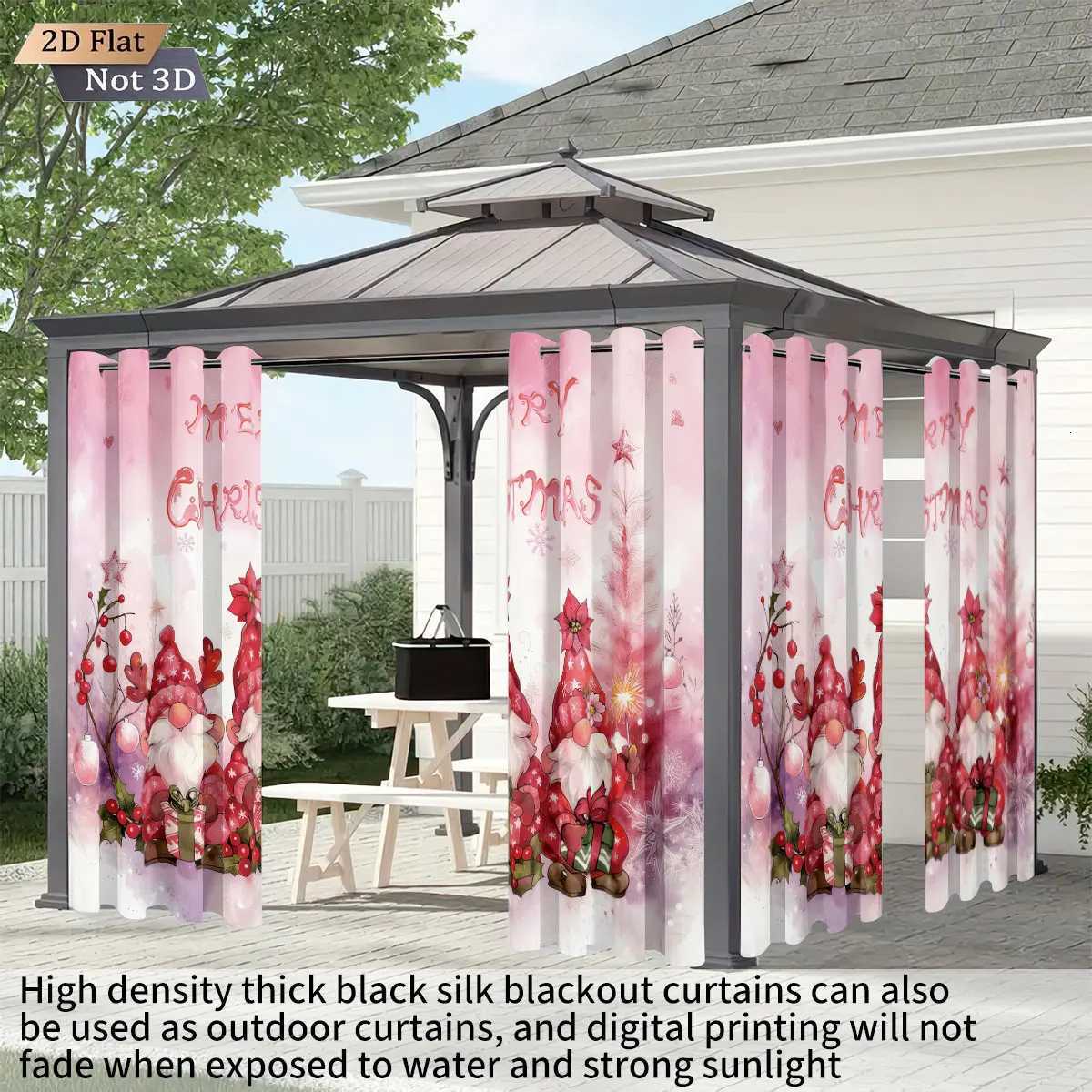 Curtain Christmas 2pcs Pink Romantic Christmas Merry Christmas goblin print blackout curtains Multi size living room insulation holiday decoration Y25